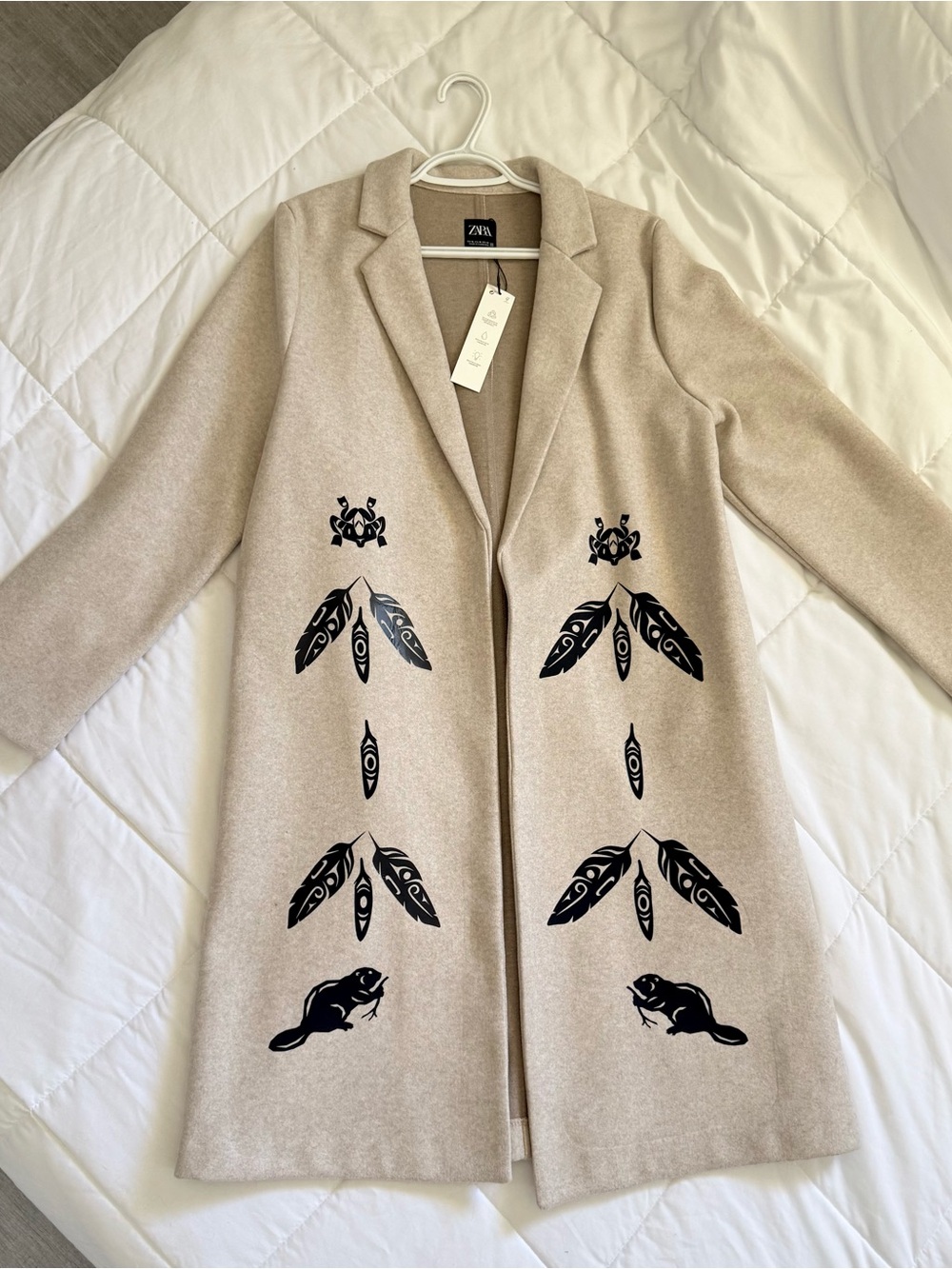 Zara Brand Indigenous Embellished Long Trench Coat